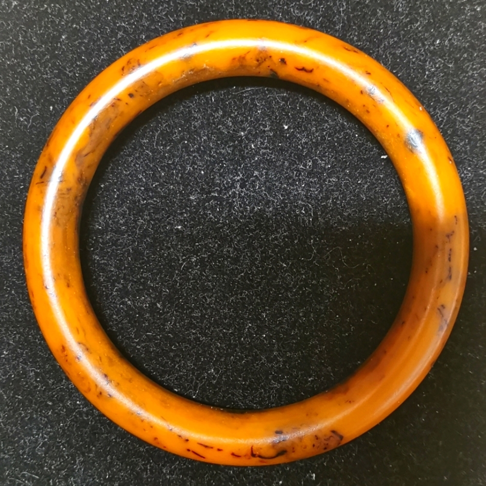 Butterscotch Root Beer Swirl Marbled Bakelite Bangle Bracelet Tested 32g